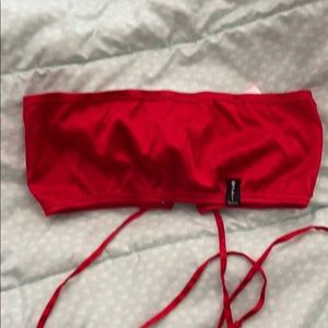 Red satin tube top poster grl